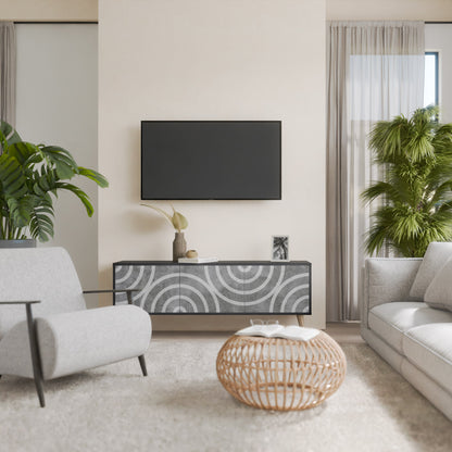 Mobile TV CIRCLE CONCRETE a 3 ante in finitura nera