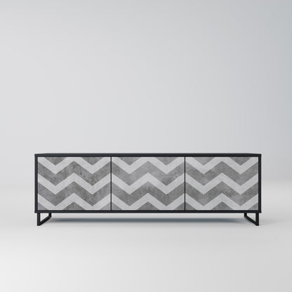 Mobile TV TOUGH ZIG ZAG a 3 ante con finitura nera