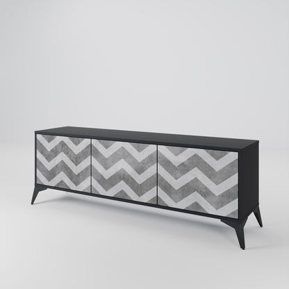 Mobile TV TOUGH ZIG ZAG a 3 ante con finitura nera
