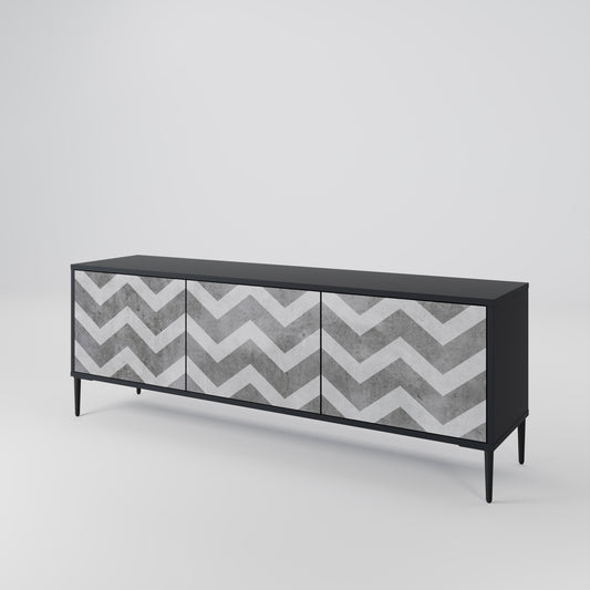 Mobile TV TOUGH ZIG ZAG a 3 ante con finitura nera