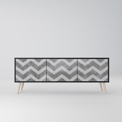 Mobile TV TOUGH ZIG ZAG a 3 ante con finitura nera
