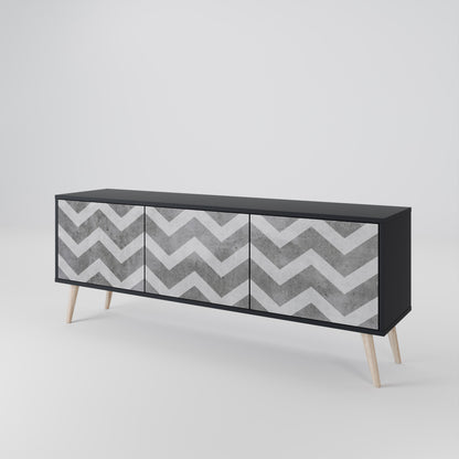 Mobile TV TOUGH ZIG ZAG a 3 ante con finitura nera