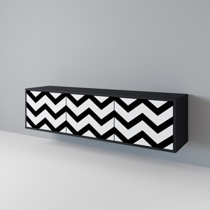 Mobile TV CLASSIC ZIG ZAG a 3 ante con finitura nera