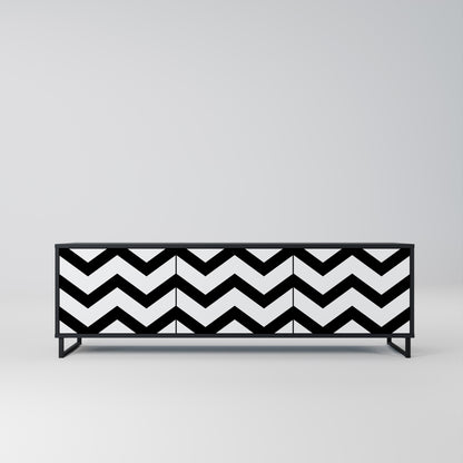 Mobile TV CLASSIC ZIG ZAG a 3 ante con finitura nera