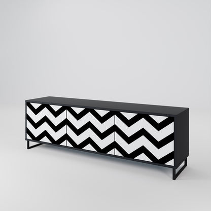 Mobile TV CLASSIC ZIG ZAG a 3 ante con finitura nera