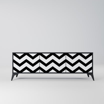 Mobile TV CLASSIC ZIG ZAG a 3 ante con finitura nera