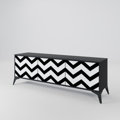 Mobile TV CLASSIC ZIG ZAG a 3 ante con finitura nera