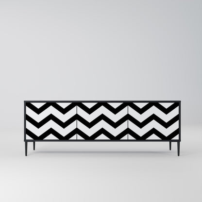 Mobile TV CLASSIC ZIG ZAG a 3 ante con finitura nera