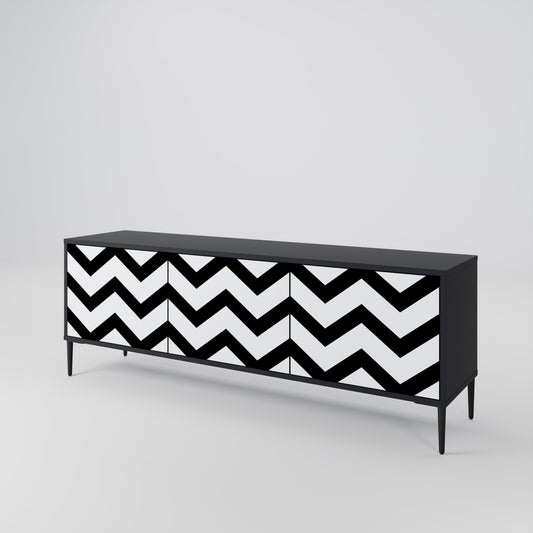 Mobile TV CLASSIC ZIG ZAG a 3 ante con finitura nera