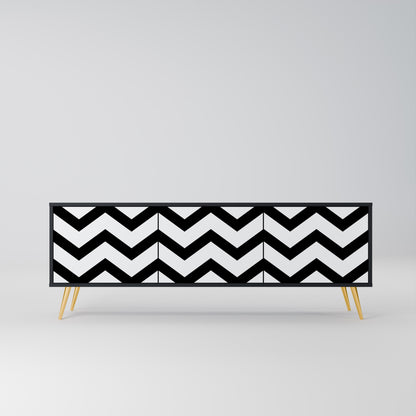 Mobile TV CLASSIC ZIG ZAG a 3 ante con finitura nera