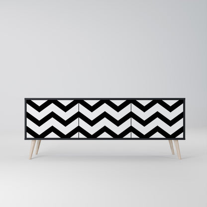 Mobile TV CLASSIC ZIG ZAG a 3 ante con finitura nera