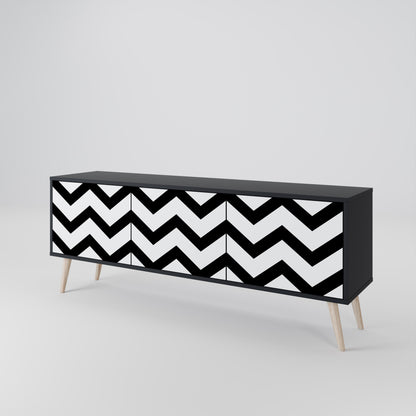 Mobile TV CLASSIC ZIG ZAG a 3 ante con finitura nera