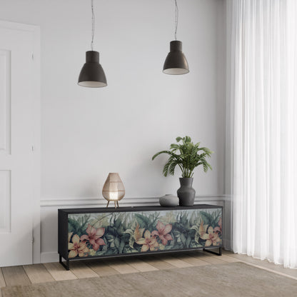 Mobile TV HEAVENLY BLOOM a 3 ante con finitura nera