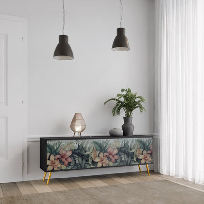 Mobile TV HEAVENLY BLOOM a 3 ante con finitura nera