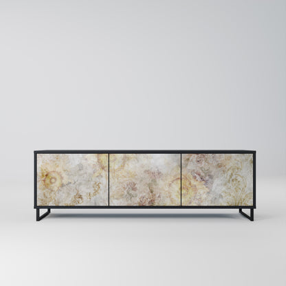 SUNFLOWER BLUR 3-Door TV Stand in Black Finish