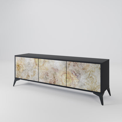 SUNFLOWER BLUR 3-Door TV Stand in Black Finish