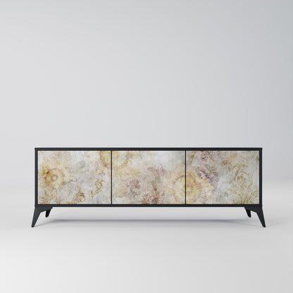 SUNFLOWER BLUR 3-Door TV Stand in Black Finish