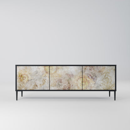 SUNFLOWER BLUR 3-Door TV Stand in Black Finish