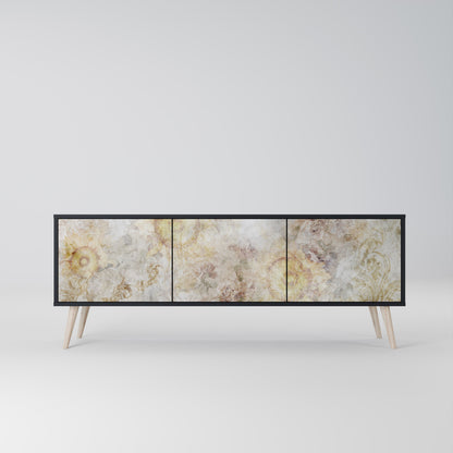 SUNFLOWER BLUR 3-Door TV Stand in Black Finish