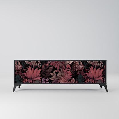 Mobile TV a 3 ante FLORAL WHISPER in finitura nera