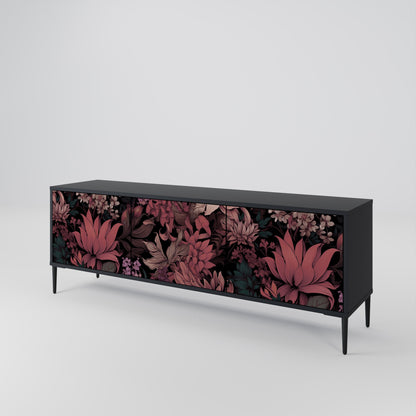 Mobile TV a 3 ante FLORAL WHISPER in finitura nera
