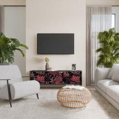 Mobile TV a 3 ante FLORAL WHISPER in finitura nera