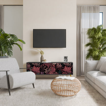 Mobile TV a 3 ante FLORAL WHISPER in finitura nera