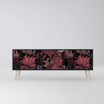 Mobile TV a 3 ante FLORAL WHISPER in finitura nera