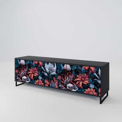 Mobile TV ETHEREAL BLOSSOMS a 3 ante con finitura nera