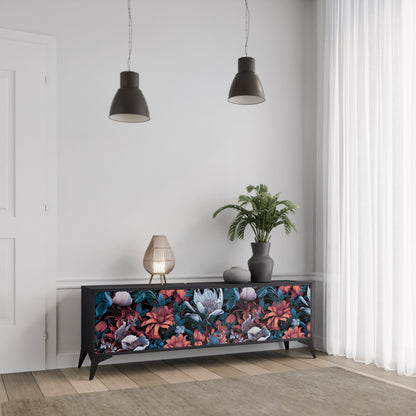 Mobile TV ETHEREAL BLOSSOMS a 3 ante con finitura nera