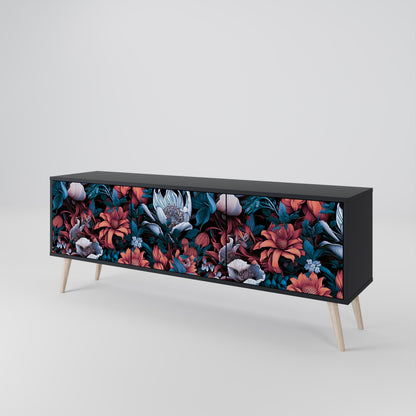 Mobile TV ETHEREAL BLOSSOMS a 3 ante con finitura nera