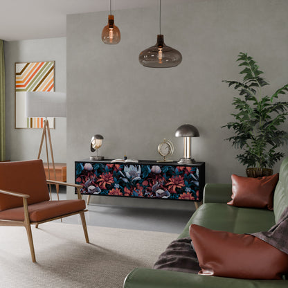 Mobile TV ETHEREAL BLOSSOMS a 3 ante con finitura nera