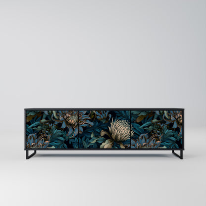TWILIGHT BLOOM 3-Door TV Stand in Black Finish