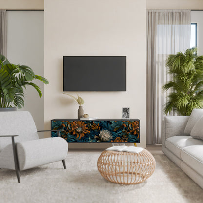 Mobile TV MORNING BLOOM a 3 ante con finitura nera