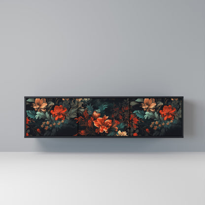 Mobile TV IMAGINARY BLOSSOM a 3 ante con finitura nera