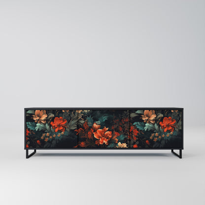 Mobile TV IMAGINARY BLOSSOM a 3 ante con finitura nera