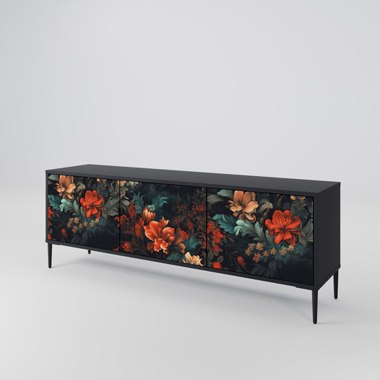 Mobile TV IMAGINARY BLOSSOM a 3 ante con finitura nera