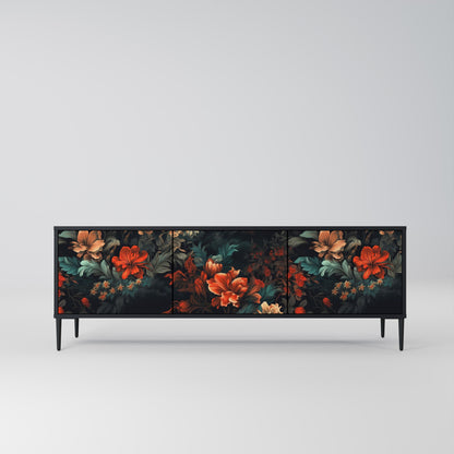 Mobile TV IMAGINARY BLOSSOM a 3 ante con finitura nera