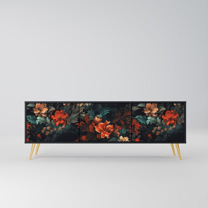 Mobile TV IMAGINARY BLOSSOM a 3 ante con finitura nera