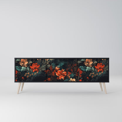 Mobile TV IMAGINARY BLOSSOM a 3 ante con finitura nera