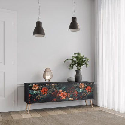 Mobile TV IMAGINARY BLOSSOM a 3 ante con finitura nera