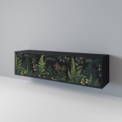 Mobile TV a 3 ante FERN FLOWERS in finitura nera