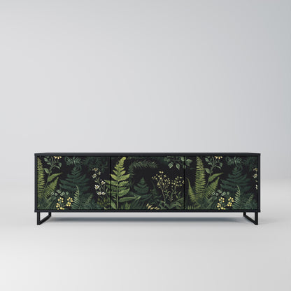 Mobile TV a 3 ante FERN FLOWERS in finitura nera