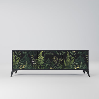 Mobile TV a 3 ante FERN FLOWERS in finitura nera