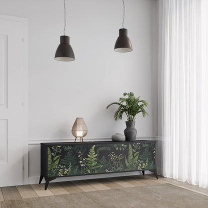 Mobile TV a 3 ante FERN FLOWERS in finitura nera