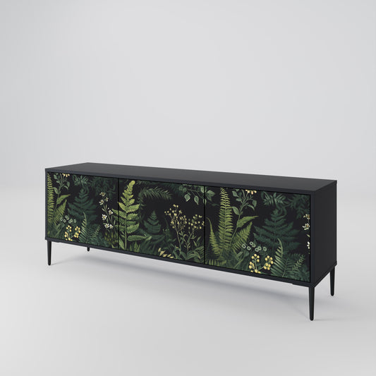 Mobile TV a 3 ante FERN FLOWERS in finitura nera