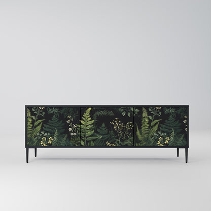 Mobile TV a 3 ante FERN FLOWERS in finitura nera