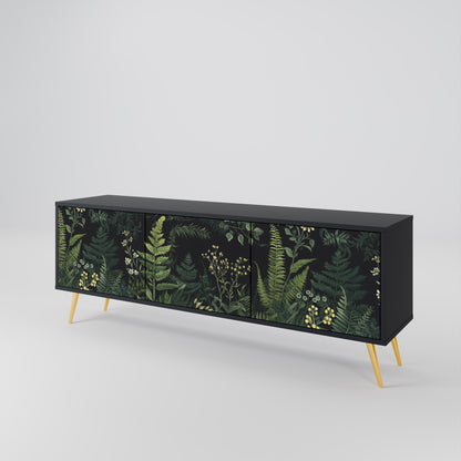 Mobile TV a 3 ante FERN FLOWERS in finitura nera