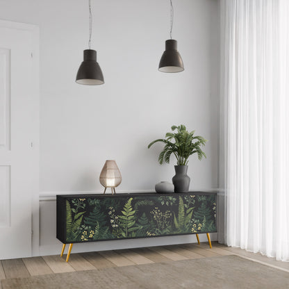 Mobile TV a 3 ante FERN FLOWERS in finitura nera