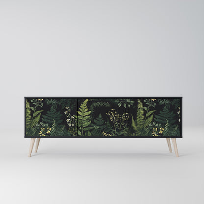 Mobile TV a 3 ante FERN FLOWERS in finitura nera